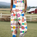 Women's Art Creative Cute Patterns Print Casual 100% Cotton Wide Leg Jumpsuit