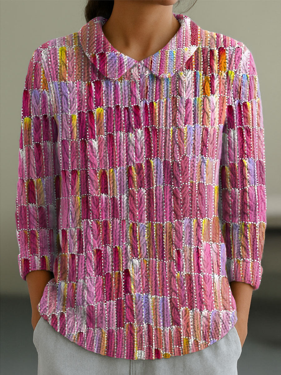 womens-abstract-pattern-art-print-casual-peter-pan-collar-3-4-sleeve-sweater-ou3n