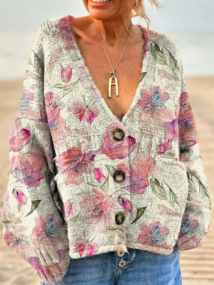 womens-retro-art-watercolour-flowers-casual-pullover-sweater-7w4c