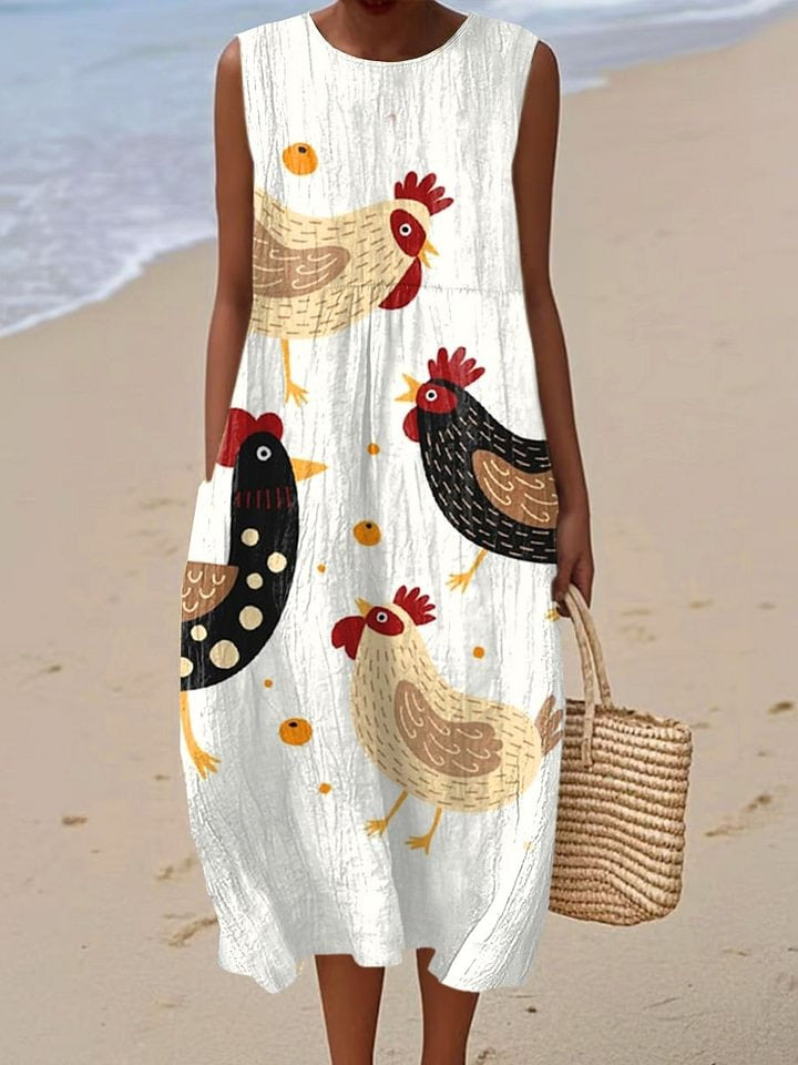 Women's Funny Chick Art Print Casual 100% Cotton Wide Leg Jumpsuit