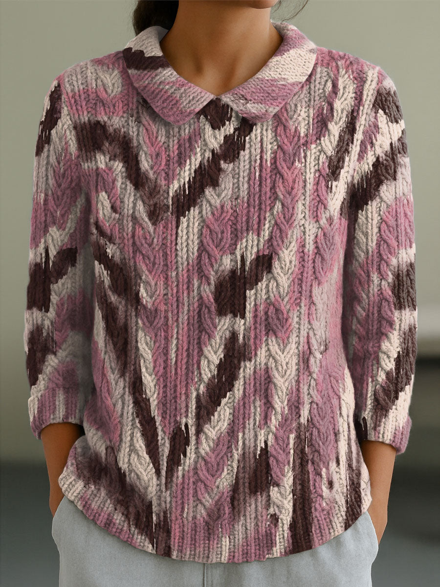 womens-irregular-lines-pattern-casual-peter-pan-collar-3-4-sleeve-sweater