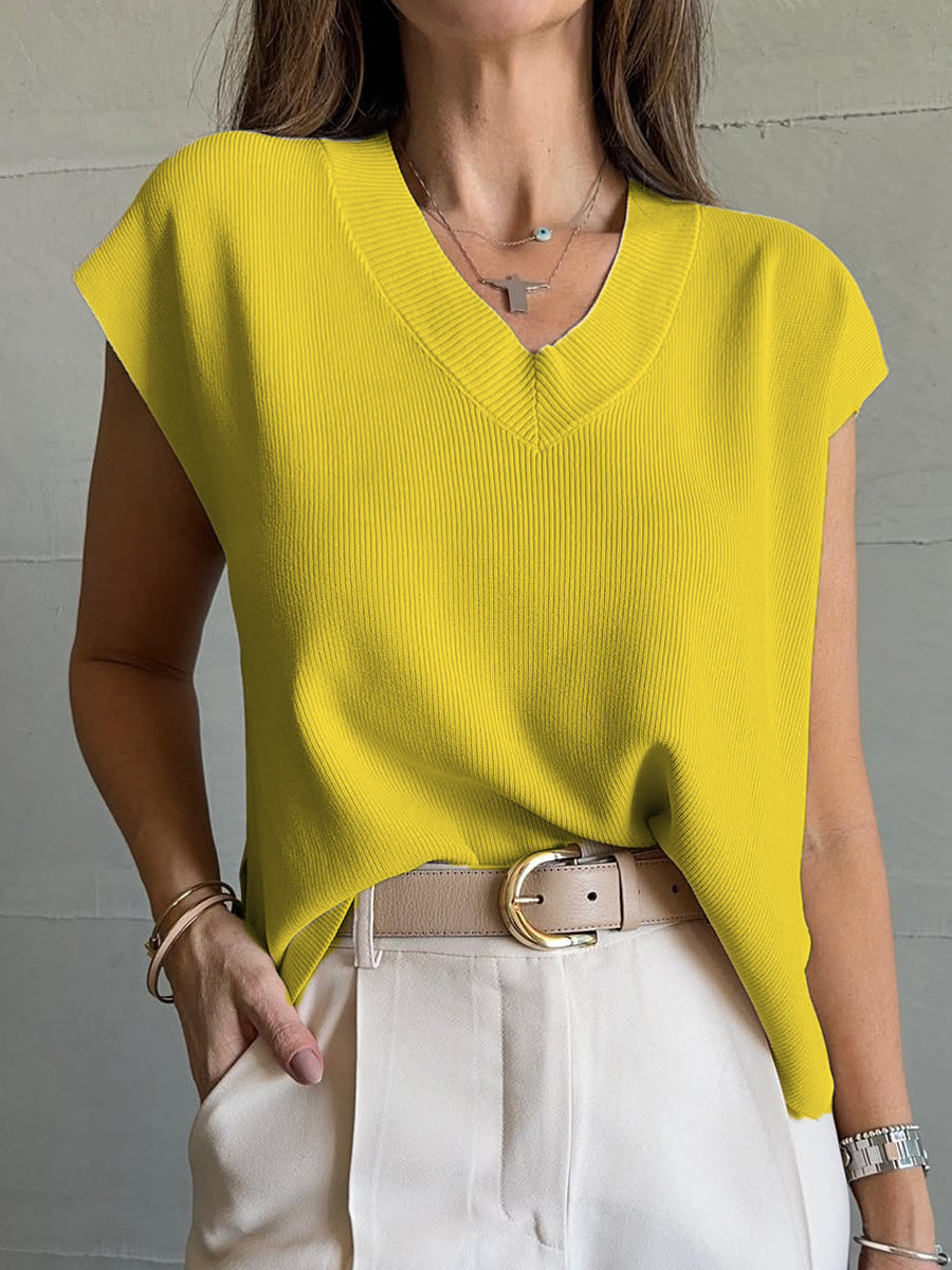 Women's Comfortable Casual V-neck Knitted Top