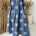 Women Love Pattern Art Print Casual Denim Dress