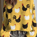 womens-funny-chicken-art-print-casual-pullover-sweater-ufst