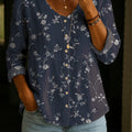 Women's Flower Art Print Casual Cotton Shirt
