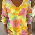 Women's Beautiful Abstract Bright Floral Painting Art Print Casual Pullover Sweater