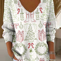 Women's Christmas Tree Pattern Print Casual Pullover Sweater
