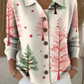 Women's Christmas Tree Pattern Print Cowl Neck Sweater