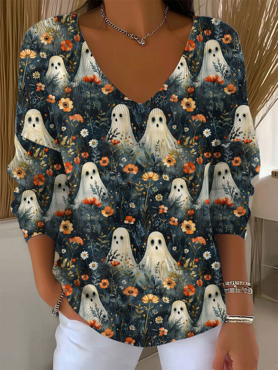 womens-vintage-ghost-art-print-casual-pullover-sweater-bmau