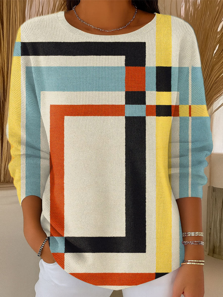 womens-vintage-abstract-geometric-art-print-casual-pullover-sweater-qxsg