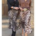 Women's Satin Comfort Shirt and Leopard Print Skirt 2-Piece Set