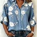Women's Floral Patterns Print Casual Cotton Shirt