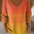 Women's Autumn Gradient Striped Casual Pullover Sweater