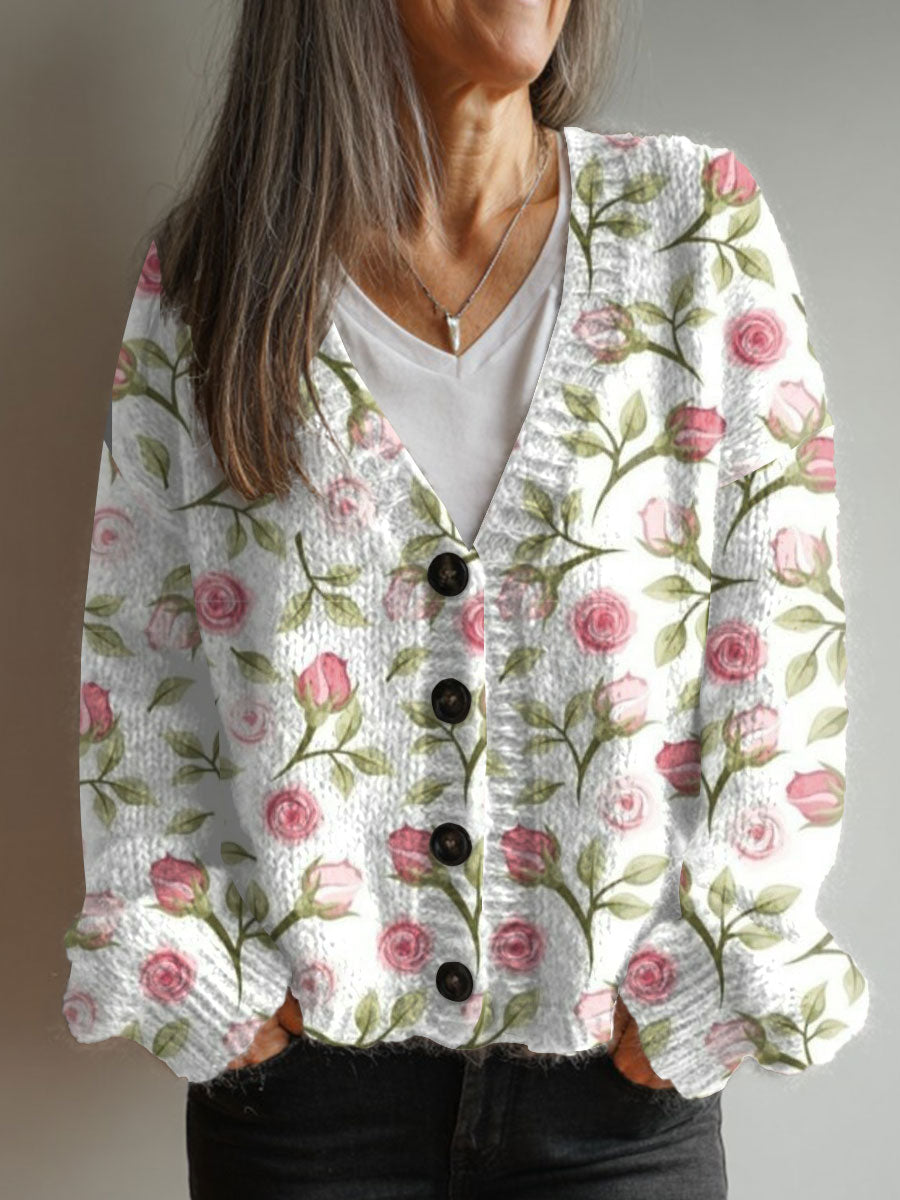 vintage-flower-art-print-buttoned-v-neck-cardigan-sweater-dxgk