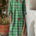 Women's Plaid Flower Floral Simple Art Print Dress