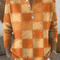 Women's Halloween Plaid Pattern Art Print Buttoned Cardigan Sweater
