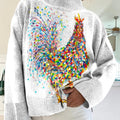 womens-lovely-chicken-pattern-art-print-knit-turtleneck-pullover-sweater