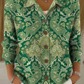 Women's Vintage Floral Art Print Casual Cardigan Sweater