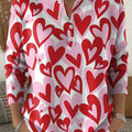 Women's Retro Plaid Heart Art Print Valentine's Day Casual Sweater