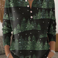Vintage Christmas Art Print Buttoned Cardigan Sweater
