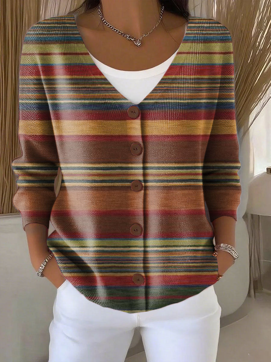 retro-plaid-pattern-print-buttoned-v-neck-cardigan-sweater-02yh