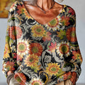 womens-vintage-floral-sunflower-art-print-casual-pullover-sweater