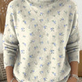 Women's Floral Pattern Art Print Knit Turtleneck Pullover Sweater