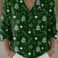 Vintage Christmas Art Print Buttoned Cardigan Sweater