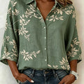 Women's Floral Patterns Print Casual Cotton Shirt