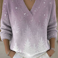 Women's Christmas Snowflake Pattern Art Print Buttoned Cardigan Sweater