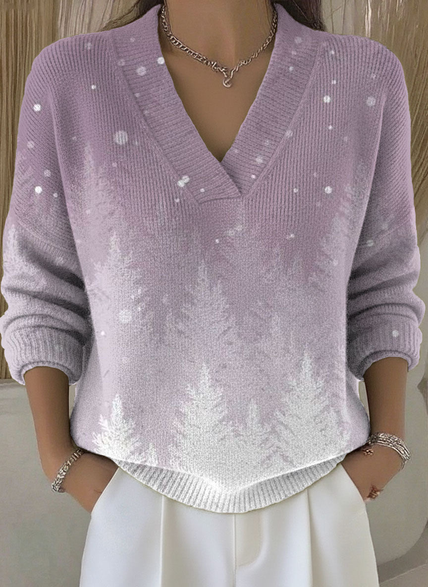 Women's Christmas Snowflake Pattern Art Print Buttoned Cardigan Sweater