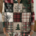 Retro Christmas Pattern Art Print Buttoned Cardigan Sweater