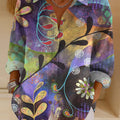 Women's Beautiful Colorful Abstract Leaves Painting Art Print Casual Cotton Shirt