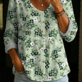 Artistic Floral Print Cotton Shirt- Women's Elegant & Casual Soft Cotton Top