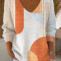 Women's Vintage Abstract Geometry Art Print Casual Pullover Sweater