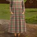Women's Christmas Plaid Vintage Print Cotton Lapel Button-Down Shirt Dress