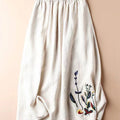 Women's Casual Cotton and Linen Embroidered Skirt