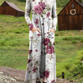 Women's Retro Floral Art Print Long-sleeved Dress