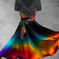 Women's Artistic Rainbow Gradient Dress Two Piece Dress