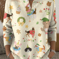 Christmas Animal Dog Pattern Art Print Buttoned Cardigan Sweater