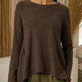Women's Solid Color V-neck Bow Tie Long-sleeved Casual Loose Knit Sweater