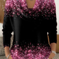 Women's Shiny Gradient Art Print Cowl Neck Sweater