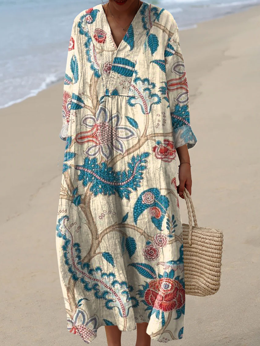 Women's Flowers  Art Print Casual Dress