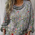 Women's Vintage Floral Art Print Casual Long Sleeve Comfortable Cotton Shirt