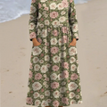 Women's Vintage Floral Art Print Casual Cotton Dress