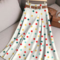 Women's Vintage  Polka Dots Art Print Cotton Skirt