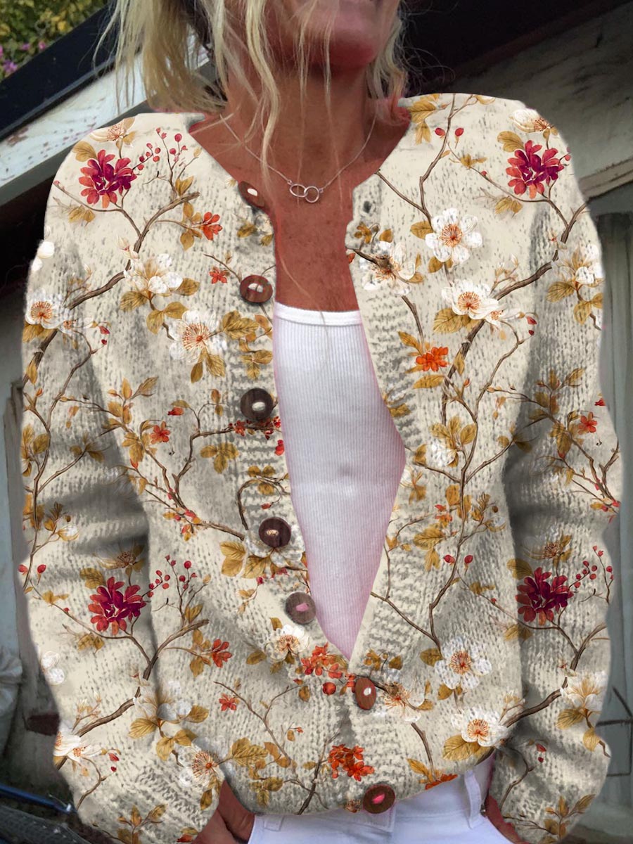 womens-vintage-floral-art-print-buttoned-cardigan-sweater-5sah