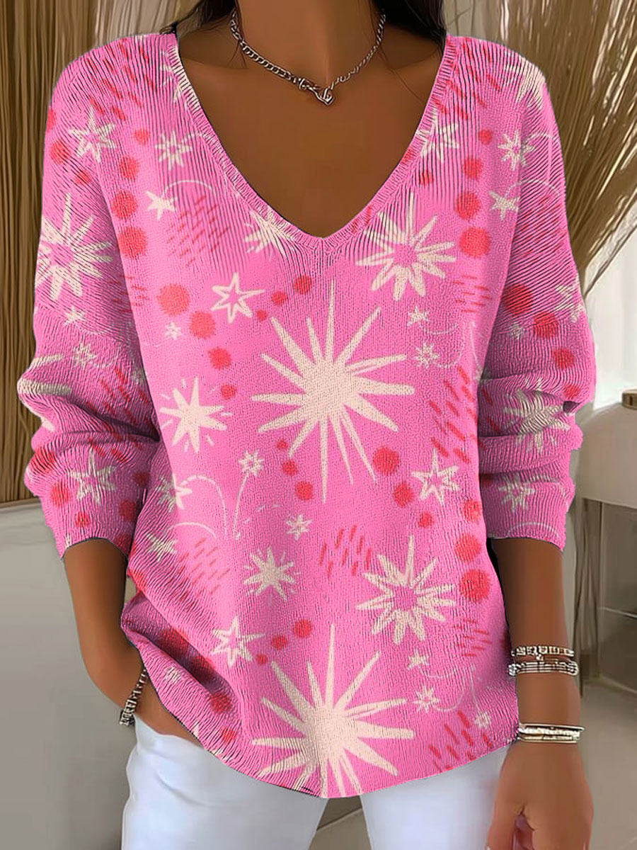 Women's Geometric Pattern Casual Print Pullover Sweater