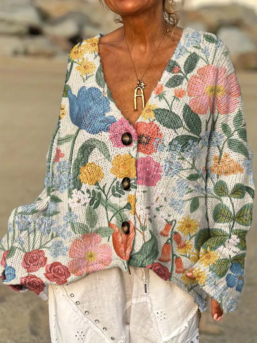 womens-retro-art-flowers-casual-pullover-sweater-z0ag