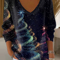 Women's Christmas Tree Pattern Print Casual Pullover Sweater